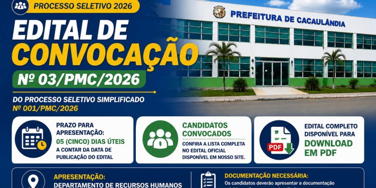 Edital de Convocação nº03/PMC/2026 do Processo Seletivo Simplificado nº001/PMC/2026