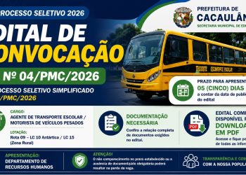 Edital de Convocação nº04/PMC/2026 do Processo Seletivo Simplificado nº007/PMC/2026