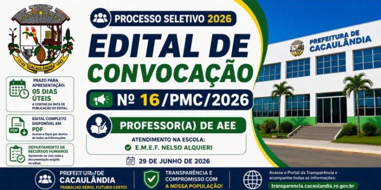 EDITAL DE CONVOCAÇÃO  Nº16/PMC/2026 PROCESSO SELETIVO Nº001/PMC/2026