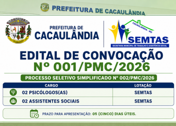 EDITAL DE CONVOCAÇÃO  Nº001/PMC/2026 PROCESSO SELETIVO Nº002/PMC/2026