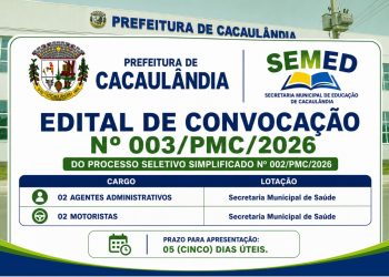 EDITAL DE CONVOCAÇÃO Nº003/PMC/2026 PROCESSO SELETIVO Nº002/PMC/2026