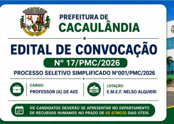 EDITAL DE CONVOCAÇÃO  Nº17/PMC/2026 PROCESSO SELETIVO Nº001/PMC/2026