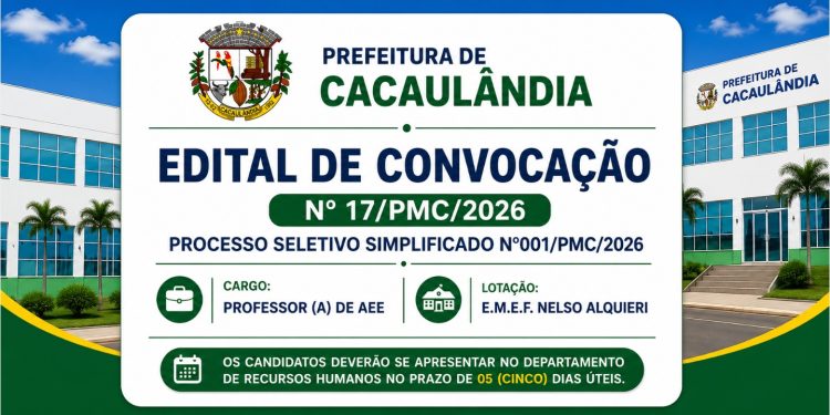 EDITAL DE CONVOCAÇÃO Nº17/PMC/2026 PROCESSO SELETIVO Nº001/PMC/2026