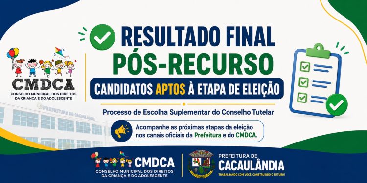 Conselho Tutelar: Resultado final pós-recurso candidatos aptos à etapa de eleição