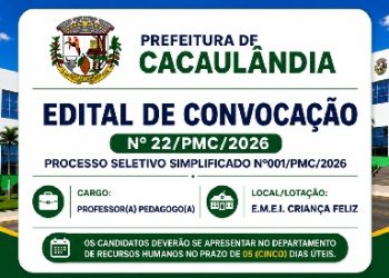 EDITAL DE CONVOCAÇÃO  Nº22/PMC/2026 PROCESSO SELETIVO Nº001/PMC/2026