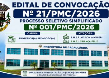 EDITAL DE CONVOCAÇÃO  Nº21/PMC/2026 PROCESSO SELETIVO Nº001/PMC/2026