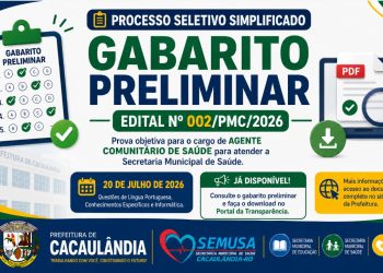 Prefeitura divulga gabarito preliminar da prova para Agente Comunitário de Saúde