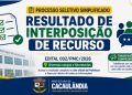 RESULTADO DE INTERPOSIÇÃO DE RECURSO – EDITAL 002/PMC/2026 PROCESSO SELETIVO SIMPLIFICADO