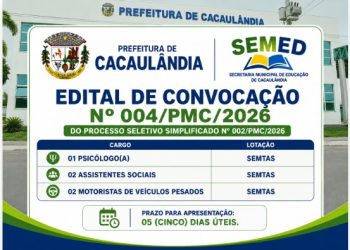EDITAL DE CONVOCAÇÃO  Nº004/PMC/2026  PROCESSO SELETIVO Nº002/PMC/2026