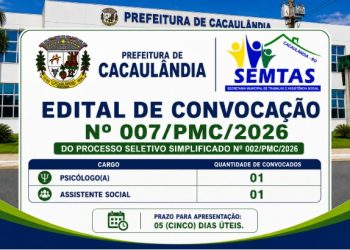 EDITAL DE CONVOCAÇÃO Nº007/PMC/2026 PROCESSO SELETIVO Nº002/PMC/2026