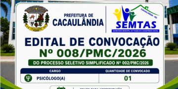 EDITAL DE CONVOCAÇÃO  Nº008/PMC/2026 PROCESSO SELETIVO Nº002/PMC/2026