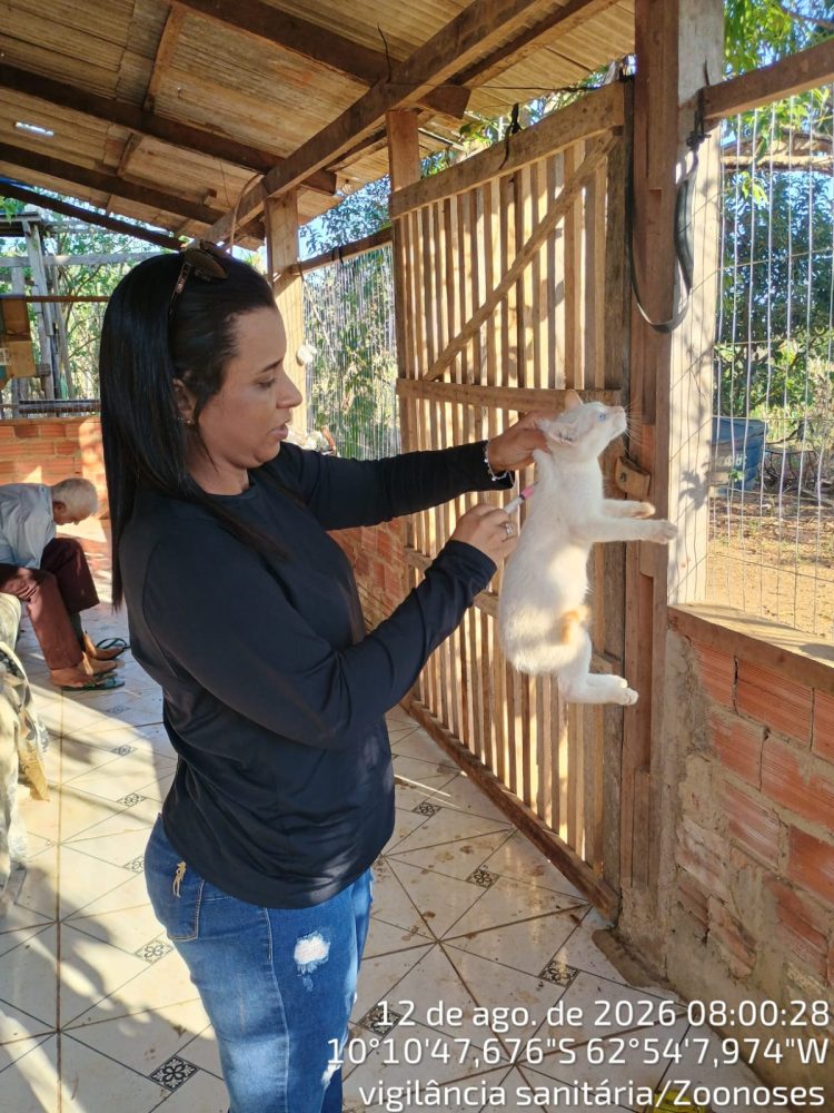Vacinação antirrábica percorre zona rural de Cacaulândia e reforça proteção de cães, gatos e da população