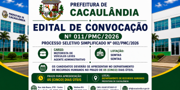 EDITAL DE CONVOCAÇÃO  Nº011/PMC/2026  PROCESSO SELETIVO Nº002/PMC/2026