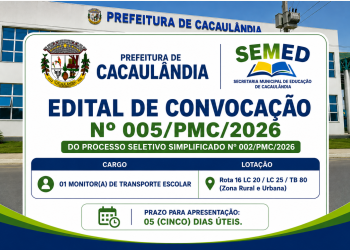 EDITAL DE CONVOCAÇÃO  Nº005/PMC/2026 PROCESSO SELETIVO Nº002/PMC/2026