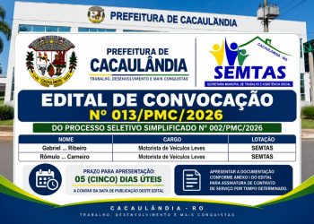 EDITAL DE CONVOCAÇÃO Nº013/PMC/2026 PROCESSO SELETIVO Nº002/PMC/2026