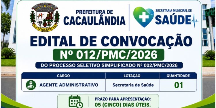 EDITAL DE CONVOCAÇÃO  Nº012/PMC/2026 PROCESSO SELETIVO Nº002/PMC/2026